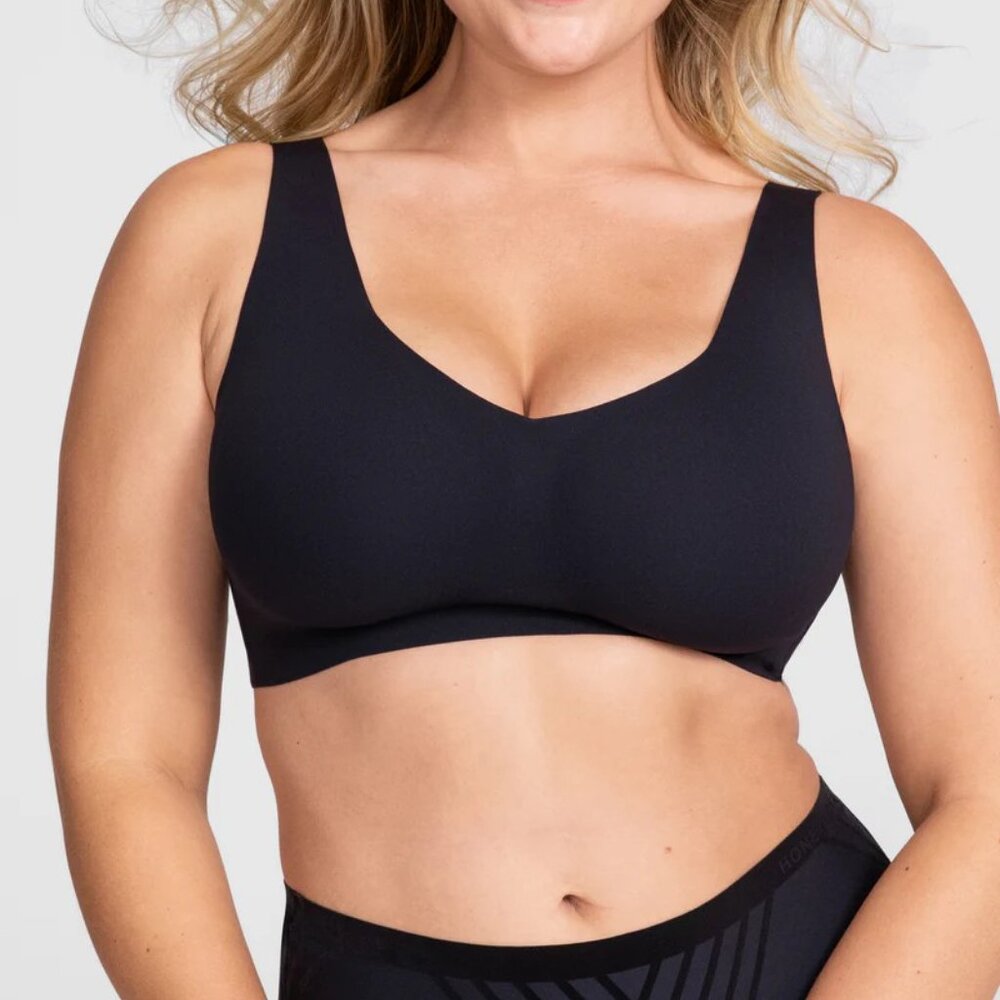 Two (2) XL Honeylove V-Neck Bra in Vamp (Black)